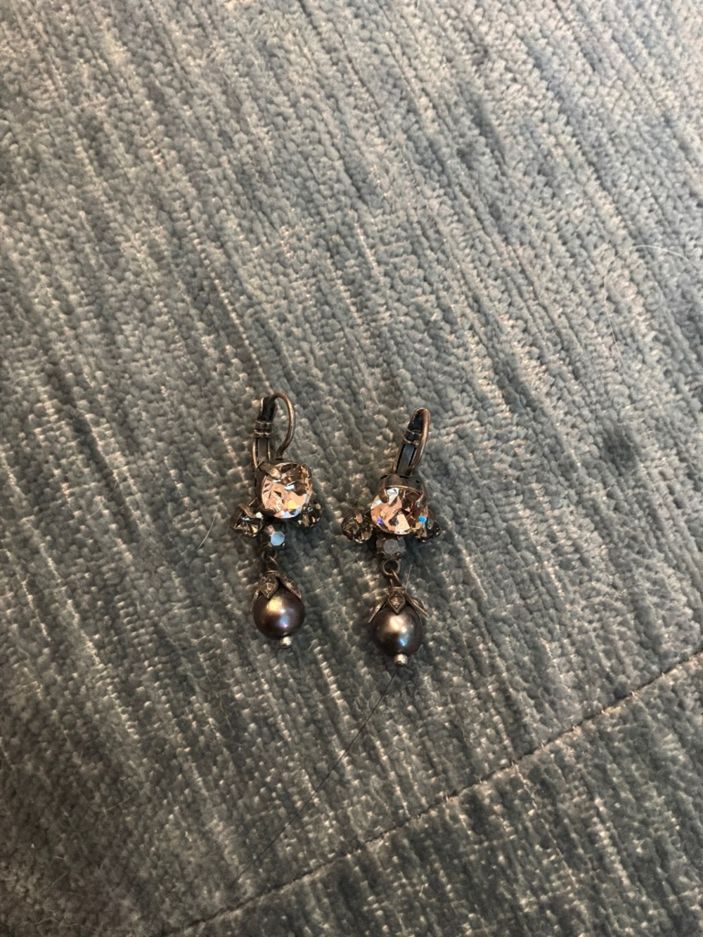Dangle pink and grey earrings
